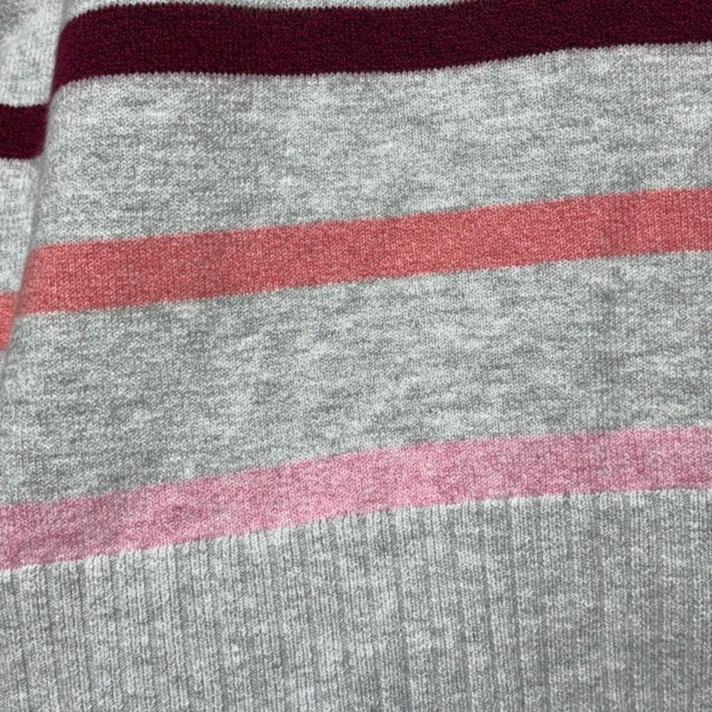 LOFT Women's Medium Stripe Pullover Boatneck Sweater Gray Pink Burgundy - Picture 2 of 10